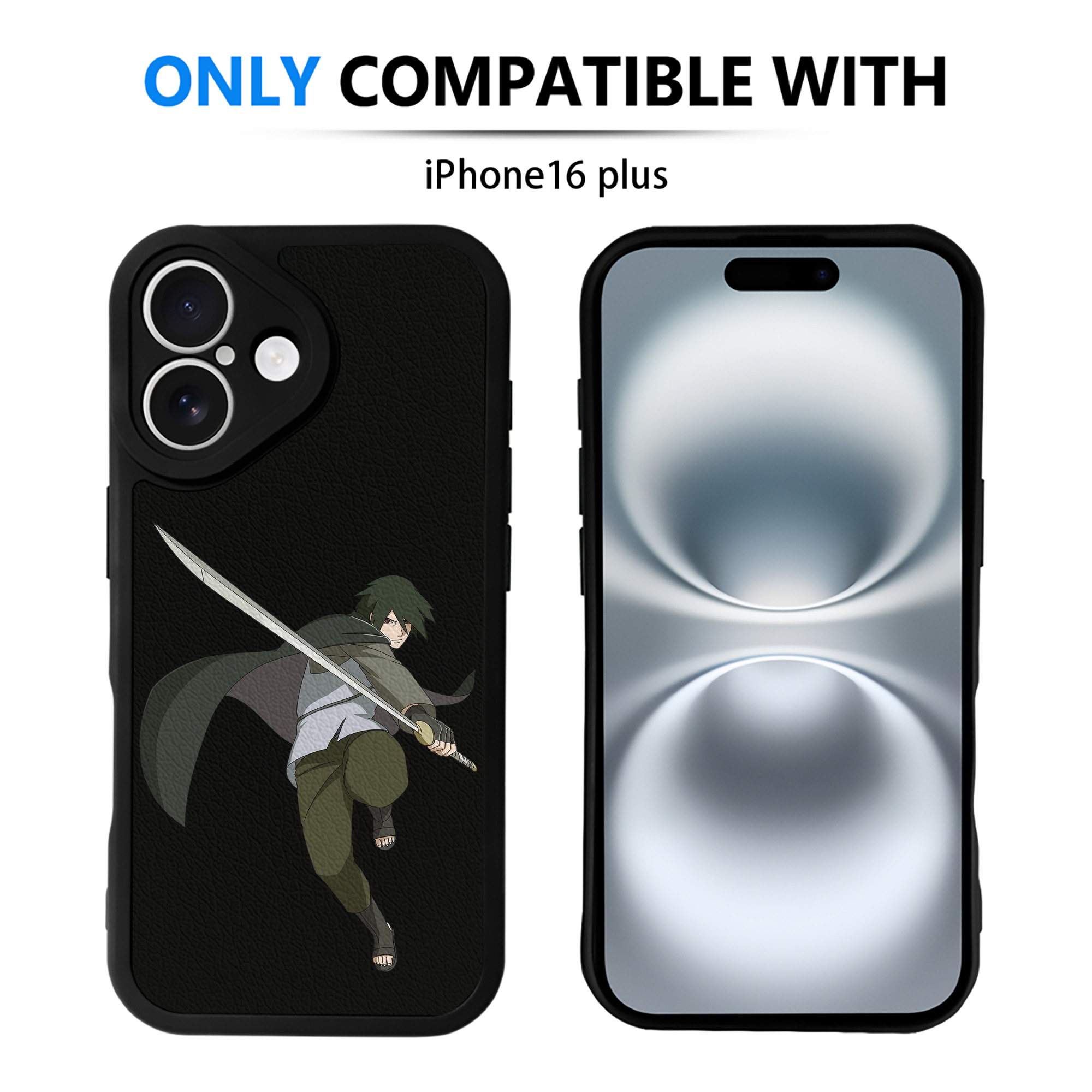 （画像用） NARUTO -ナルト- うちは サスケ Uchiha Sasuke 【iPhone 16シリーズ対応】シリコンスマホケース（レザー調） 材質：シリコン